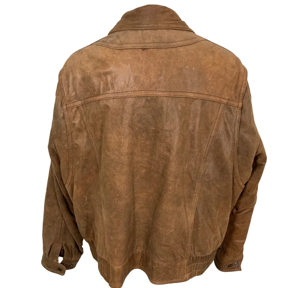 Wilsons Leather Jacket Mens 4XL Brown Thinsulate Lined Bomber Distressed Vintage